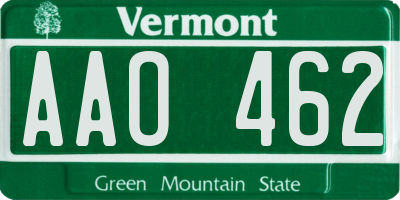 VT license plate AAO462