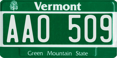 VT license plate AAO509