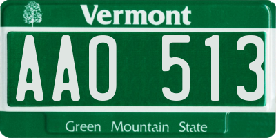 VT license plate AAO513