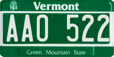 VT license plate AAO522