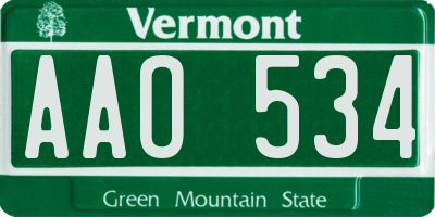 VT license plate AAO534