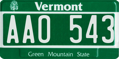 VT license plate AAO543