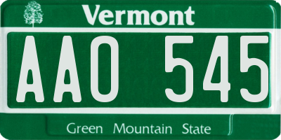 VT license plate AAO545