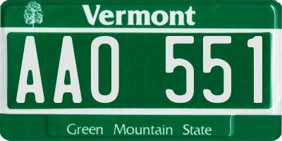 VT license plate AAO551