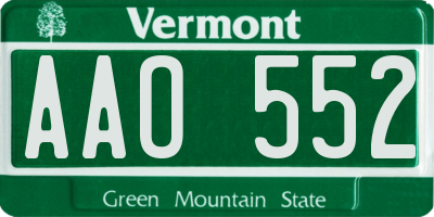 VT license plate AAO552