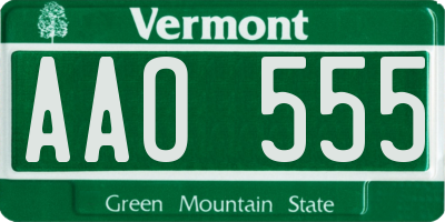 VT license plate AAO555