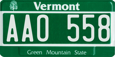 VT license plate AAO558