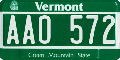 VT license plate AAO572