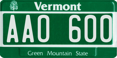 VT license plate AAO600