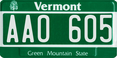 VT license plate AAO605