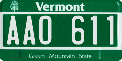 VT license plate AAO611