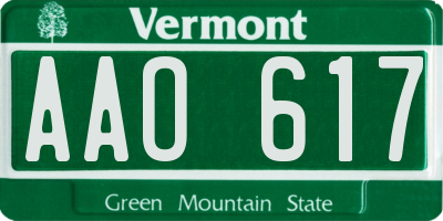 VT license plate AAO617