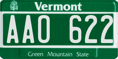 VT license plate AAO622