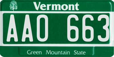 VT license plate AAO663