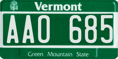 VT license plate AAO685
