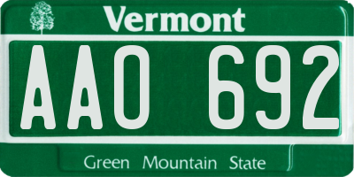 VT license plate AAO692