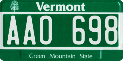 VT license plate AAO698