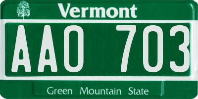 VT license plate AAO703