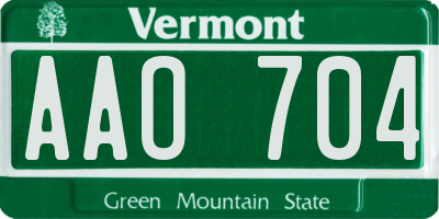 VT license plate AAO704