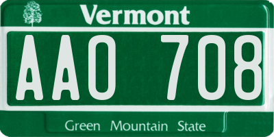 VT license plate AAO708