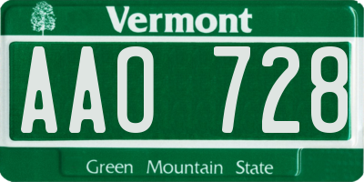 VT license plate AAO728