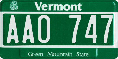 VT license plate AAO747