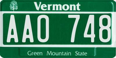 VT license plate AAO748