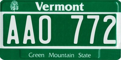 VT license plate AAO772