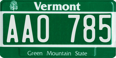 VT license plate AAO785