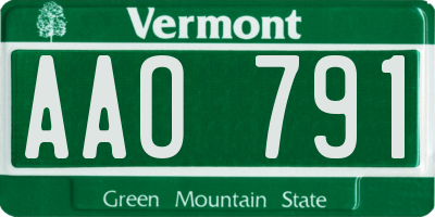 VT license plate AAO791