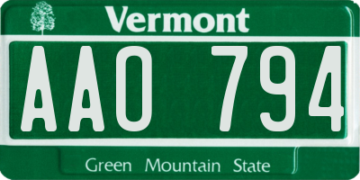 VT license plate AAO794