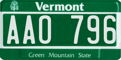 VT license plate AAO796