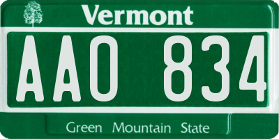 VT license plate AAO834