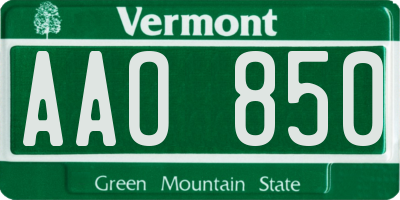 VT license plate AAO850