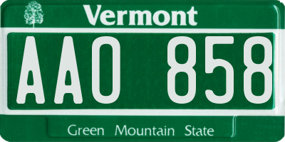 VT license plate AAO858