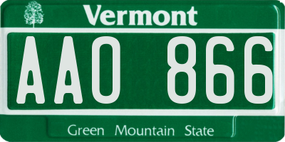VT license plate AAO866