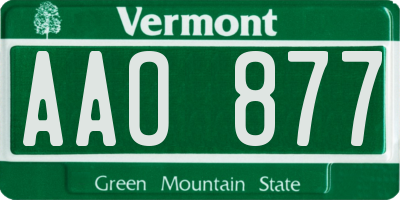 VT license plate AAO877