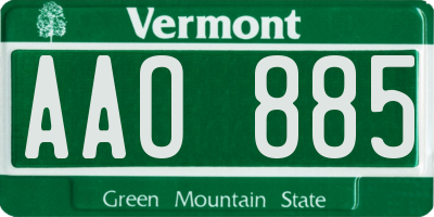 VT license plate AAO885