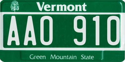 VT license plate AAO910