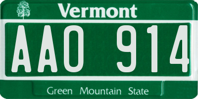 VT license plate AAO914