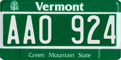 VT license plate AAO924