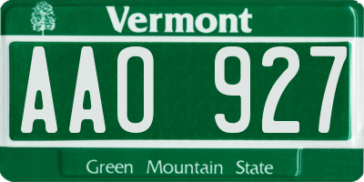 VT license plate AAO927