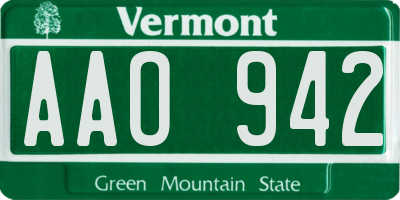 VT license plate AAO942