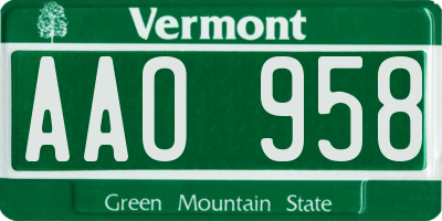 VT license plate AAO958