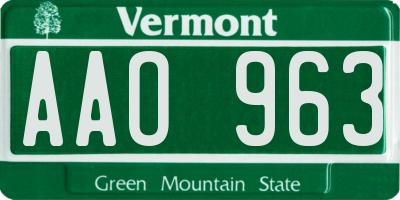 VT license plate AAO963