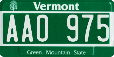 VT license plate AAO975