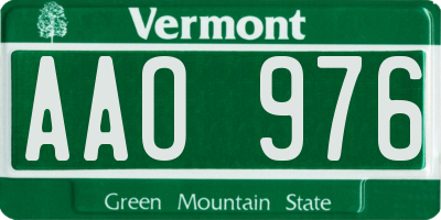 VT license plate AAO976