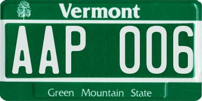 VT license plate AAP006