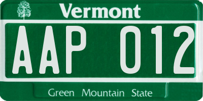 VT license plate AAP012