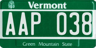 VT license plate AAP038